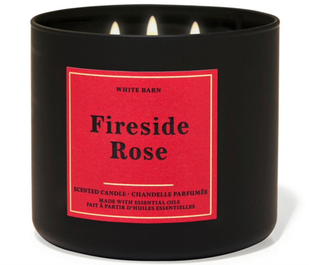 Fireside Rose 3-wick Scented Candle
