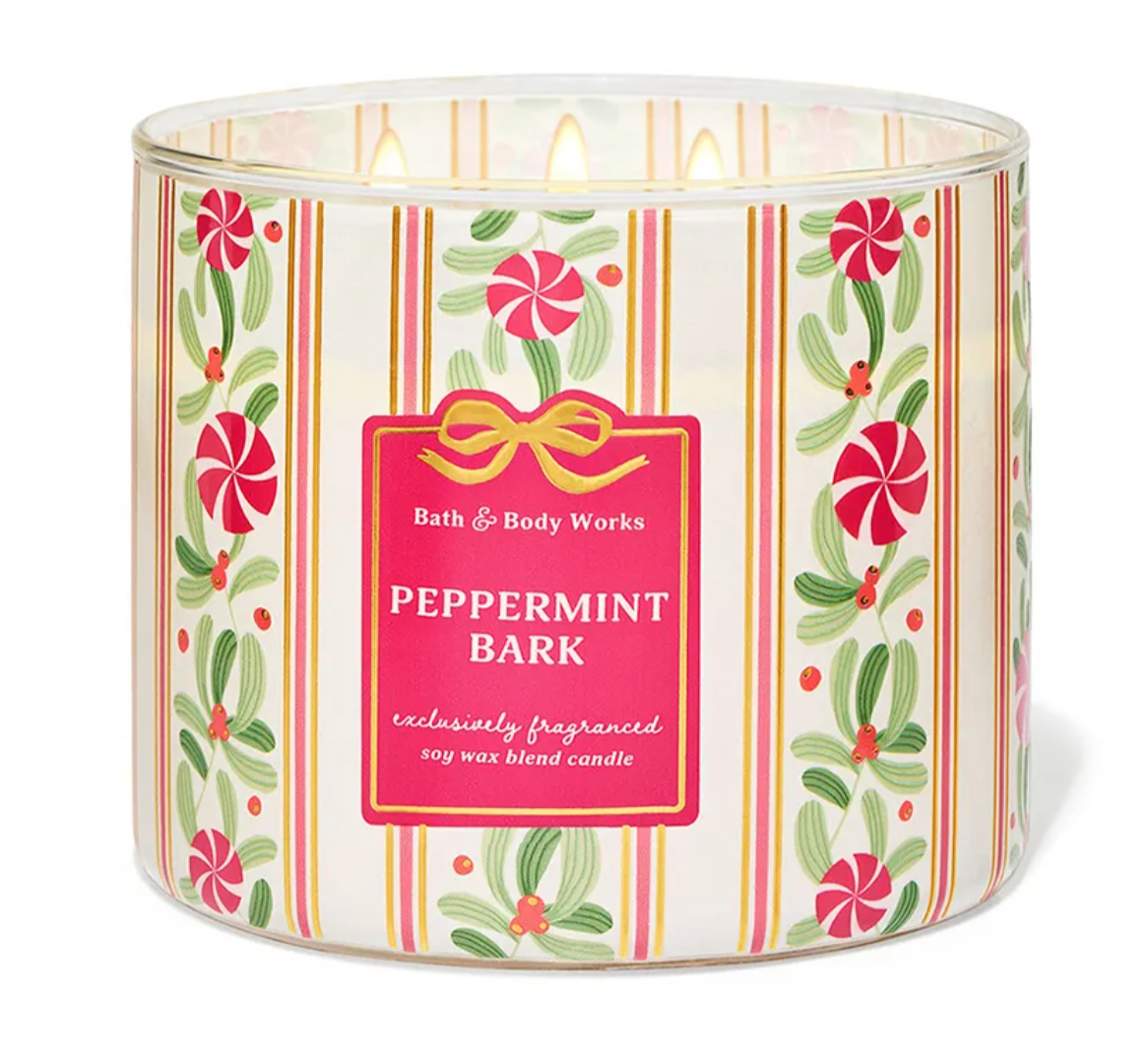 Peppermint Bark 3-wick candle 411g