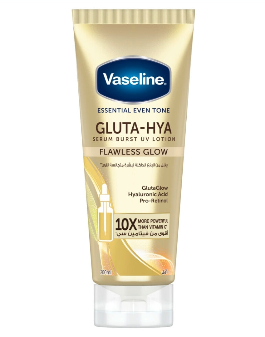 Vaseline Essential Even Tone Flawless Glow Gluta-Hya Serum Burst UV Lotion