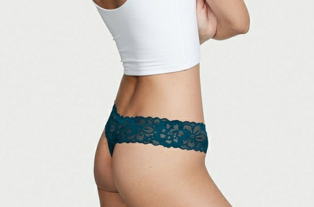 Stretch Cotton Lace-waist Thong Panty xs